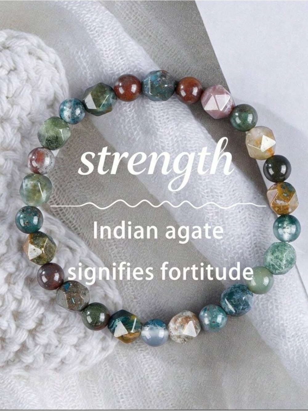 Handmade Indian Agate multifaceted Stone Bead Stretch Bracelet 6mm 8mm NEW